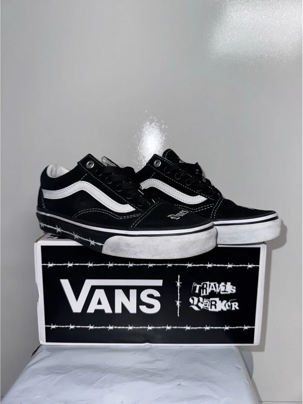 Vans x Travis Barker Mens Size 4.5 Womens 6 Black Dues Paid Skate Old Skool